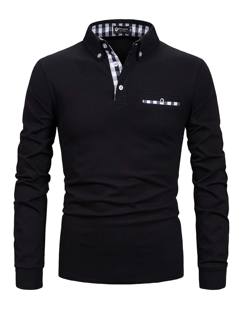 Amazon.com: STTLZMC Men's Long Sleeve Polo Shirts Casual Fit